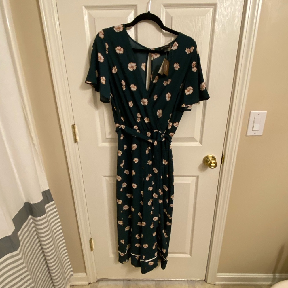 Francesca’s Green Floral Jumpsuit
